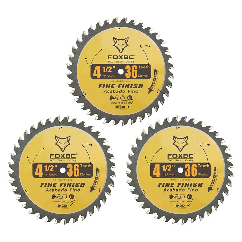 FOXBC 4-1/2 Inch Trim Circular Saw Blade 36 Tooth Fine Finish Wood Cutting with 3/8-Inch Arbor - Image 3